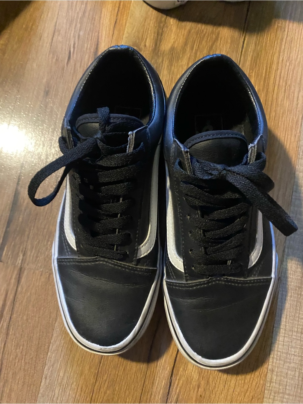 Black & White leather vans old skool Low-Top Skate Shoes women’s 6.5 men’s 5 - Picture 2 of 5